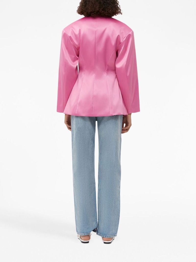 Pink Single-breasted Satin Blazer