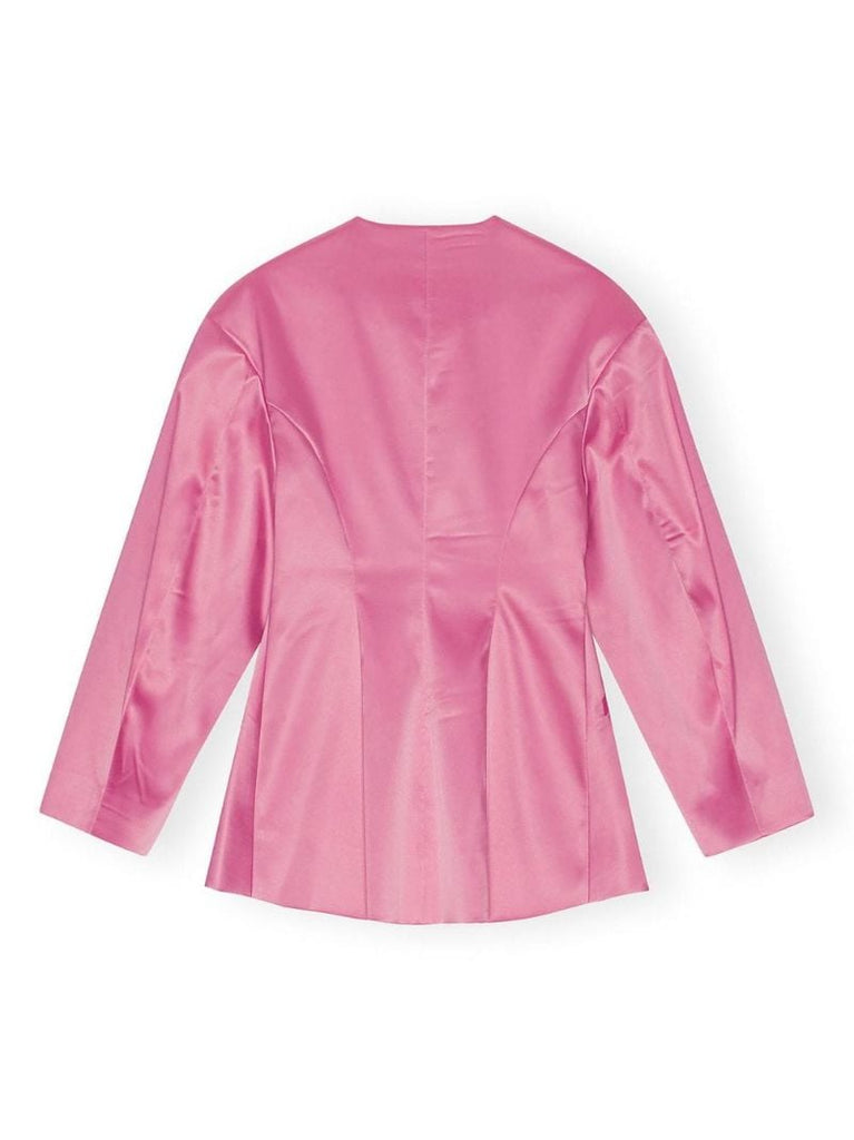 Pink Single-breasted Satin Blazer