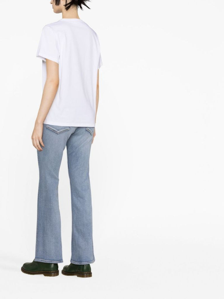 White Peach Print Cotton T-shirt