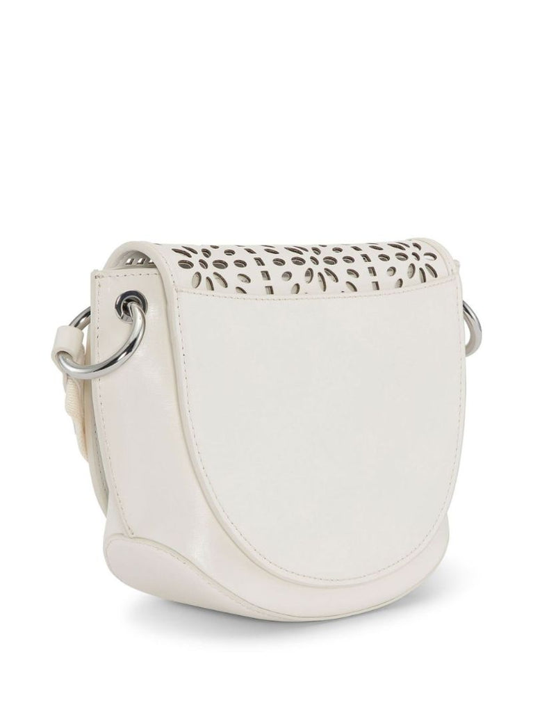 White Perforated Leather Shoulder Bag