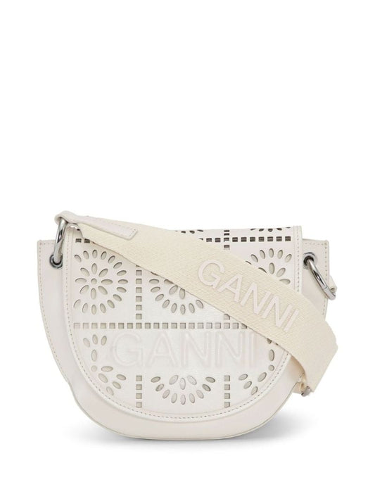 White Perforated Leather Shoulder Bag