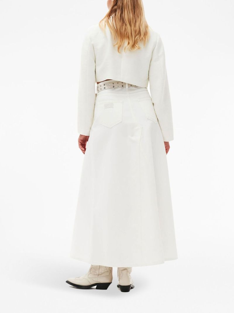White Slub-texture Cropped Blazer
