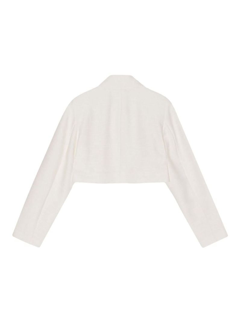 White Slub-texture Cropped Blazer