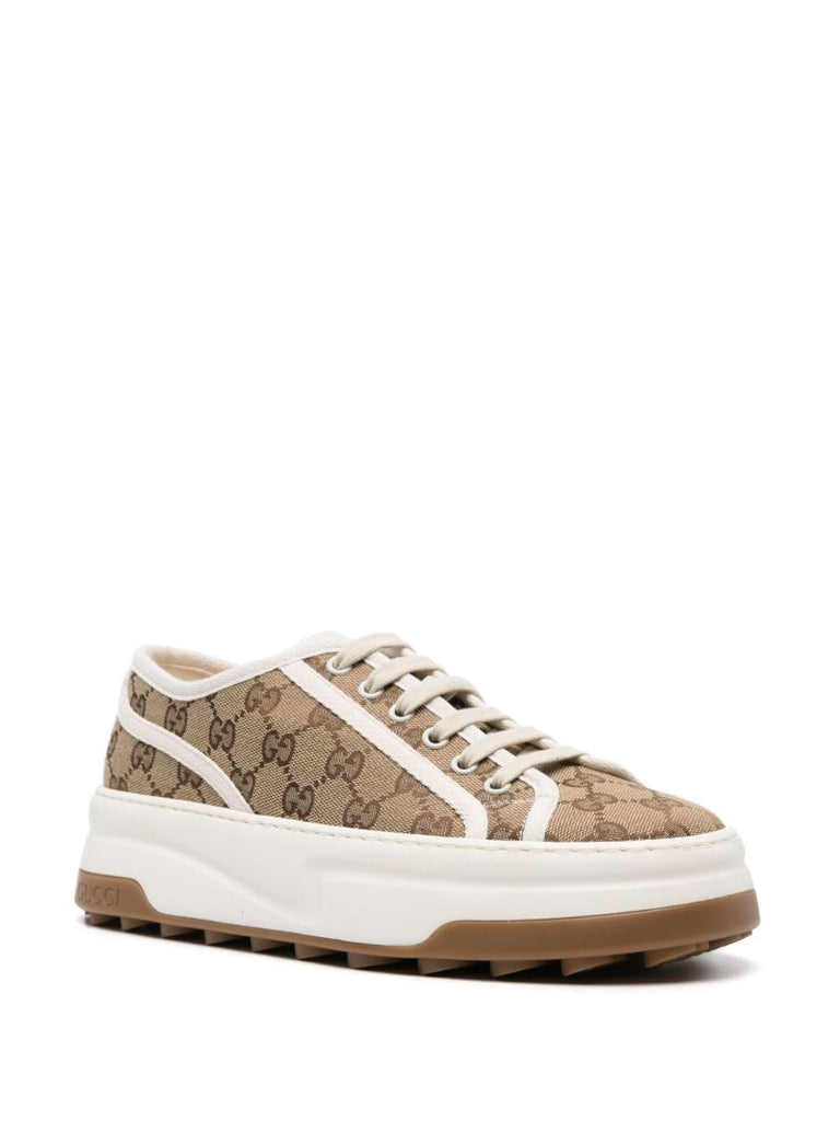 Neutral Gg Canvas Low-top Sneakers