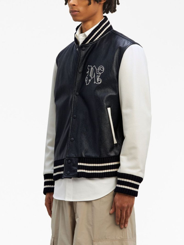 Black Monogram Leather Varsity Jacket