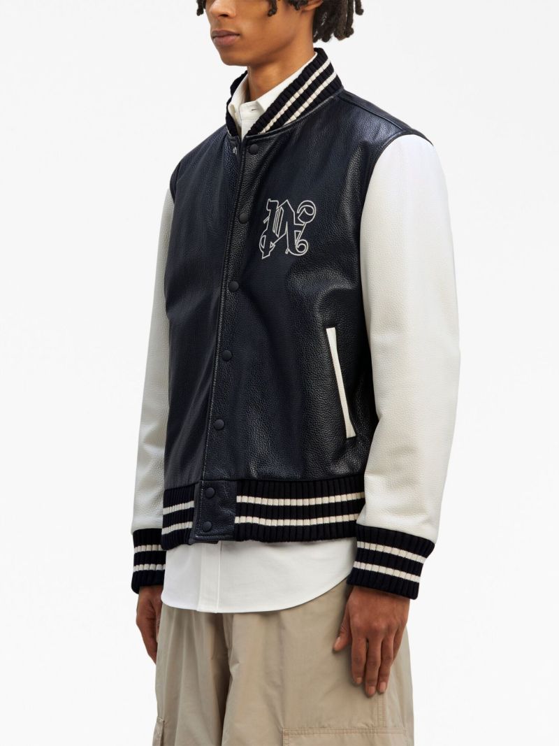 Black Monogram Leather Varsity Jacket