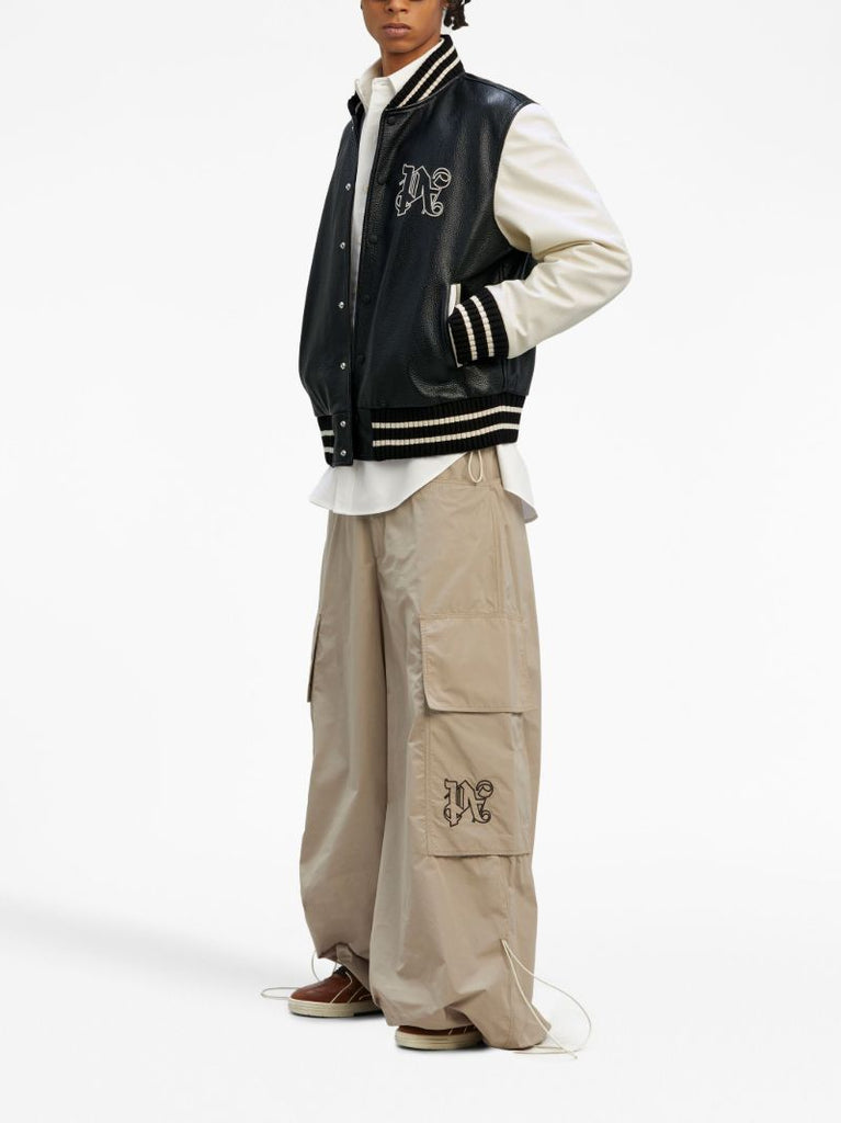 Black Monogram Leather Varsity Jacket