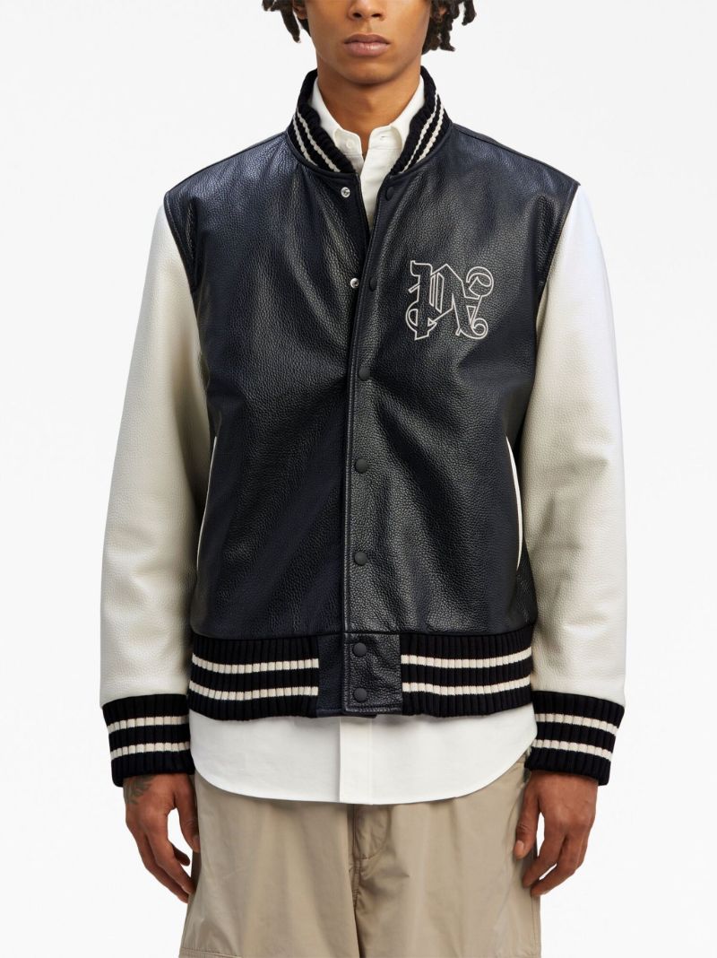 Black Monogram Leather Varsity Jacket