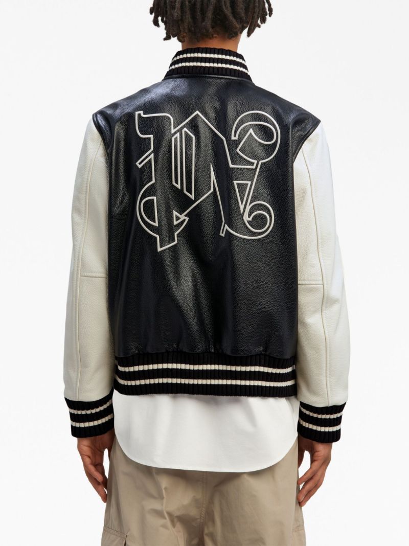 Black Monogram Leather Varsity Jacket
