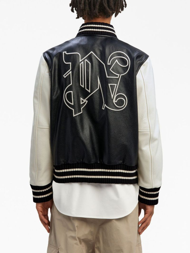 Black Monogram Leather Varsity Jacket