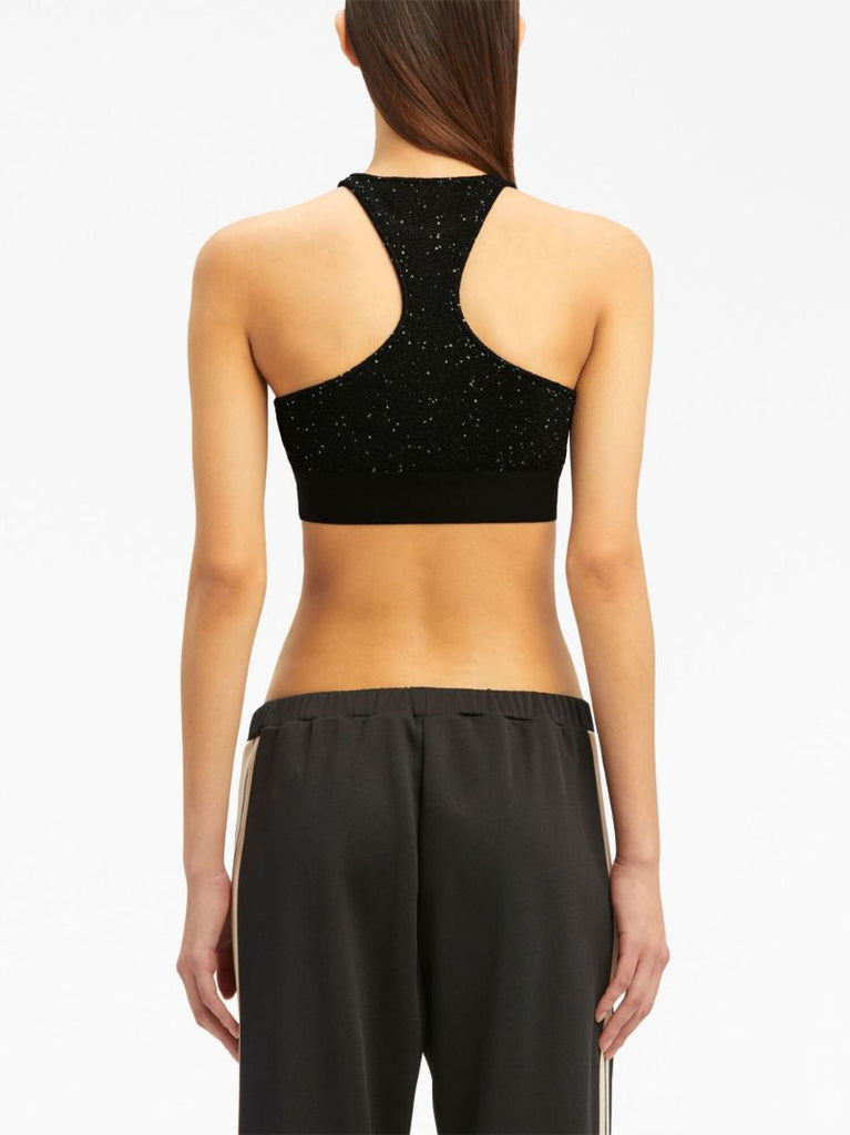 Black Soiree Beaded Lurex Crop Top