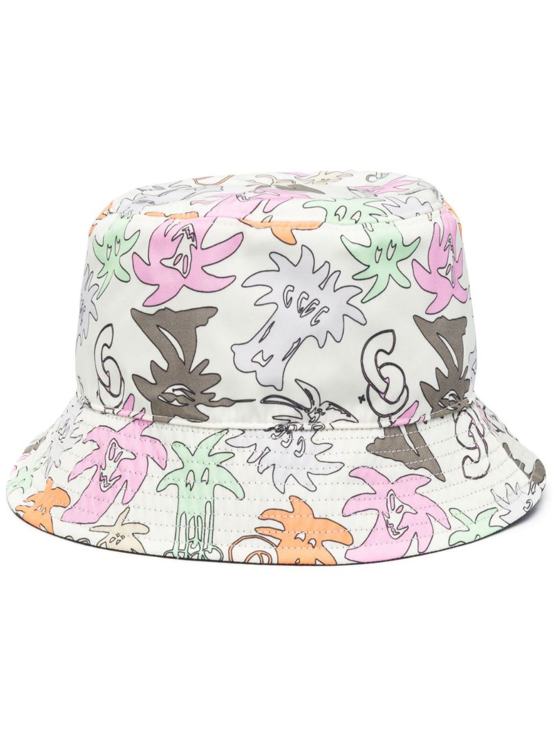 Multicolour Sketchy Print Reversible Bucket Hat