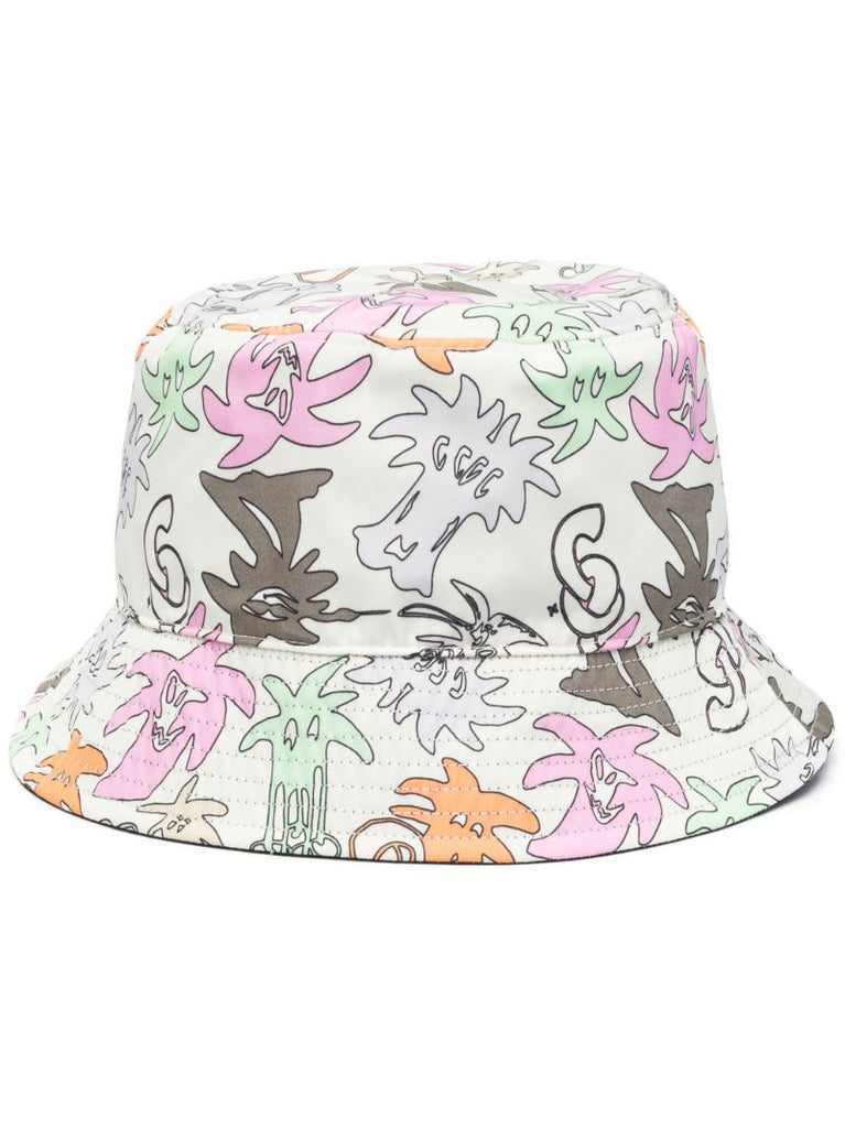 Multicolour Sketchy Print Reversible Bucket Hat