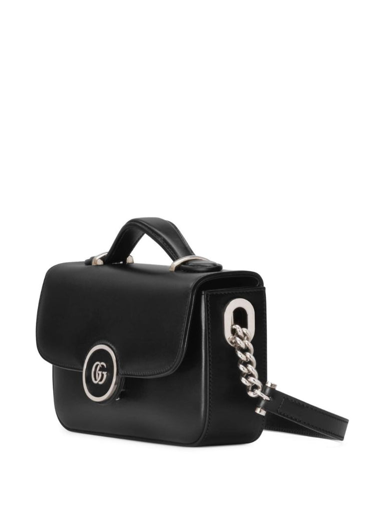 Black Petite Gg Mini Leather Top Handle Bag