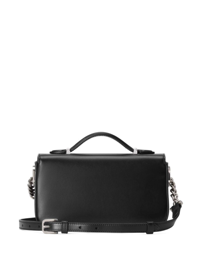 Black Petite Gg Mini Leather Top Handle Bag