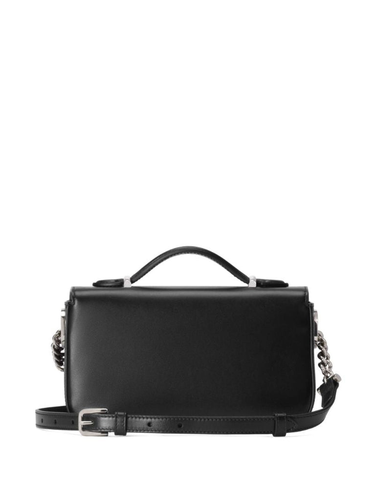 Black Petite Gg Mini Leather Top Handle Bag