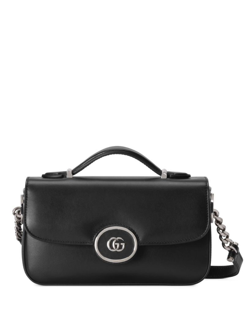 Black Petite Gg Mini Leather Top Handle Bag