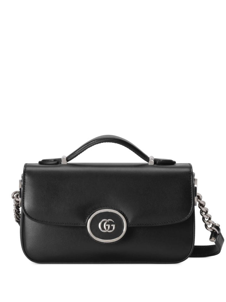 Black Petite Gg Mini Leather Top Handle Bag