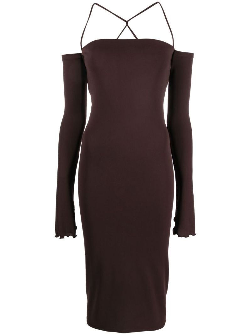 Brown Maddy Off-shoulder Midi Dress