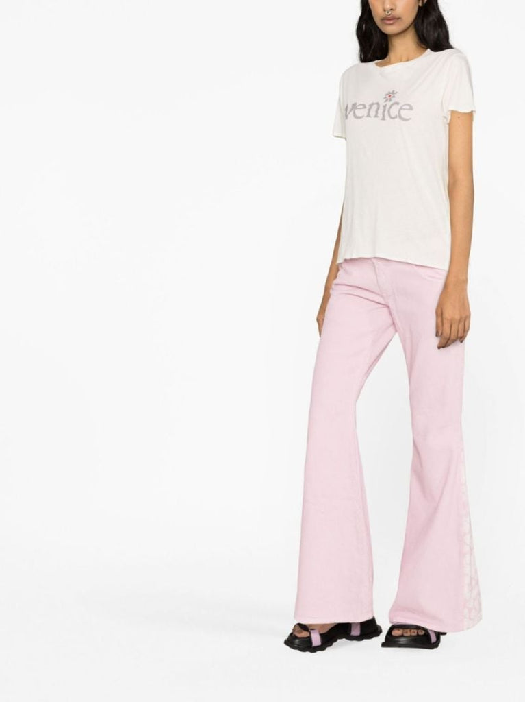 White Venice Print Cotton T-shirt