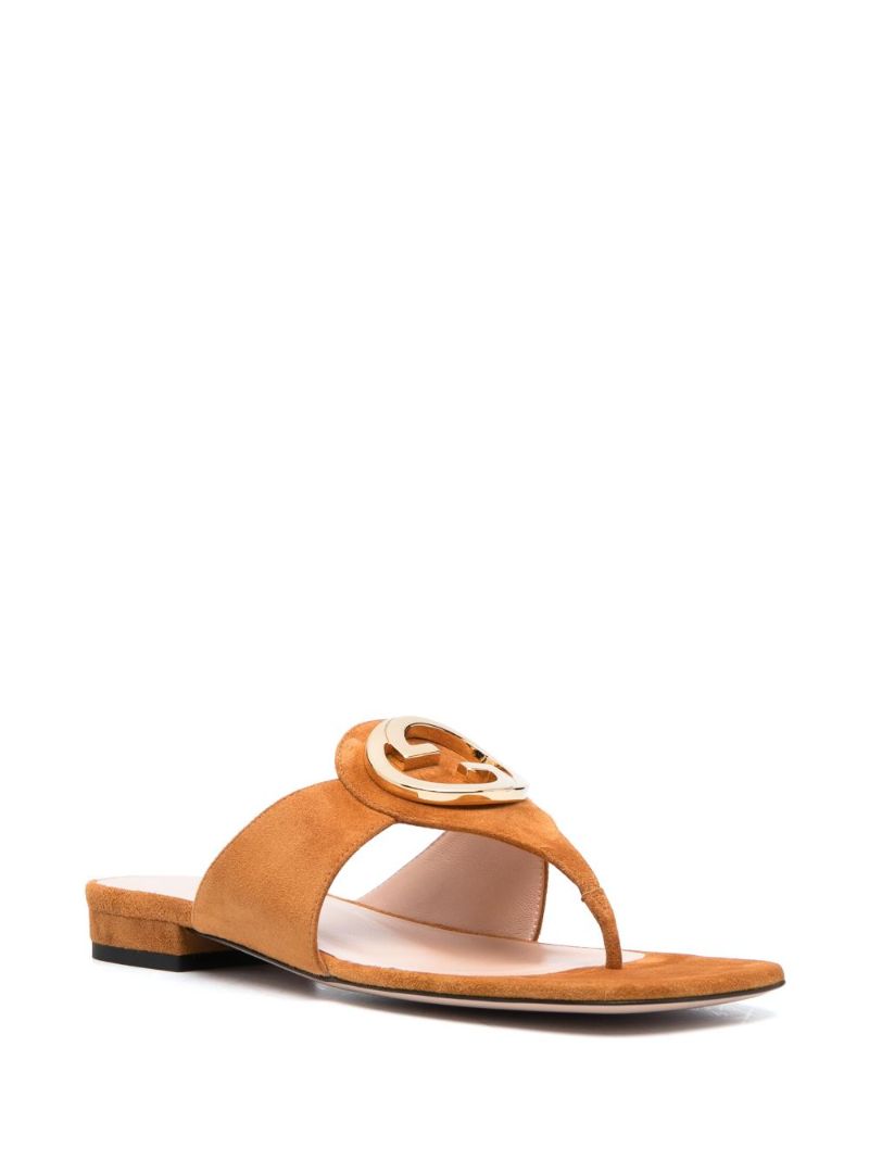 Brown Blondie Interlocking G Suede Sandals