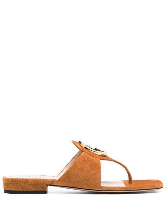 Brown Blondie Interlocking G Suede Sandals