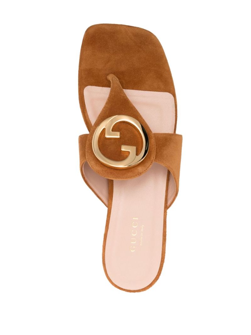 Brown Blondie Interlocking G Suede Sandals