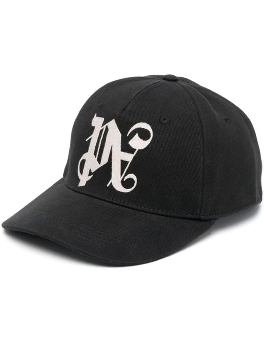 Black Embroidered Monogram Baseball Cap