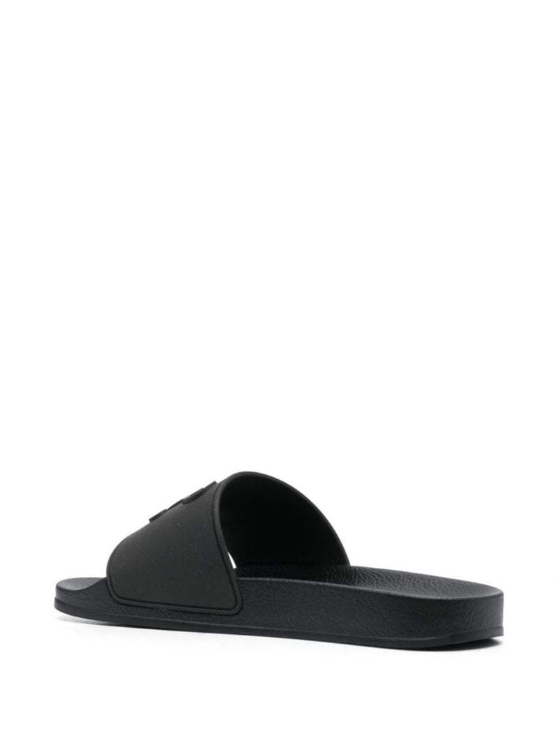 Black Monogram Embossed Slides