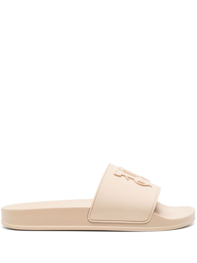 Neutral Monogram-embossed Slides