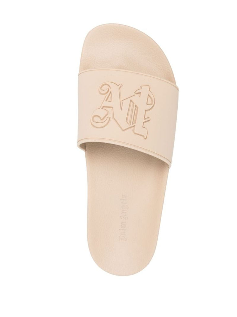 Neutral Monogram-embossed Slides