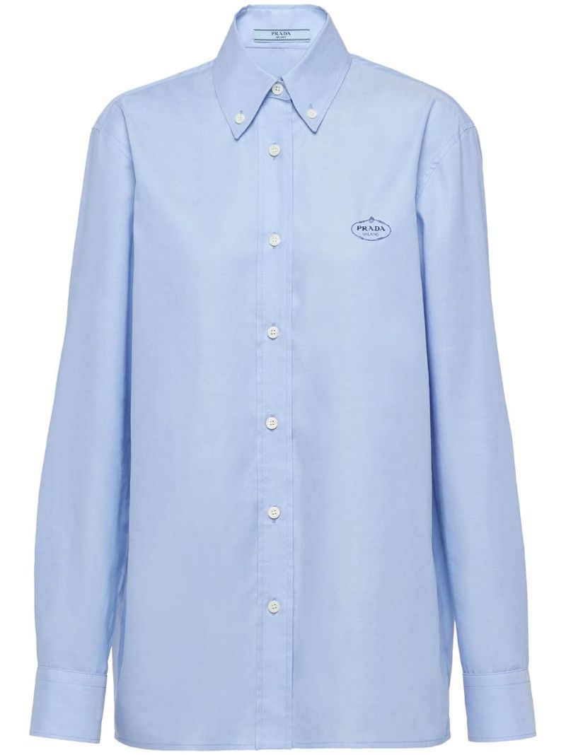 Blue Cotton Logo Print Shirt