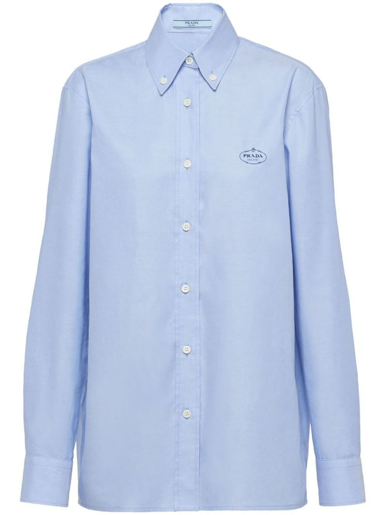 Blue Cotton Logo Print Shirt
