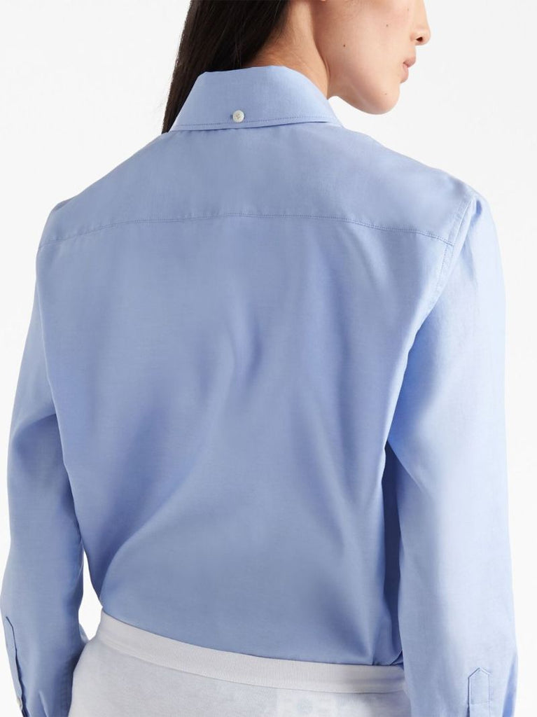 Blue Cotton Logo Print Shirt