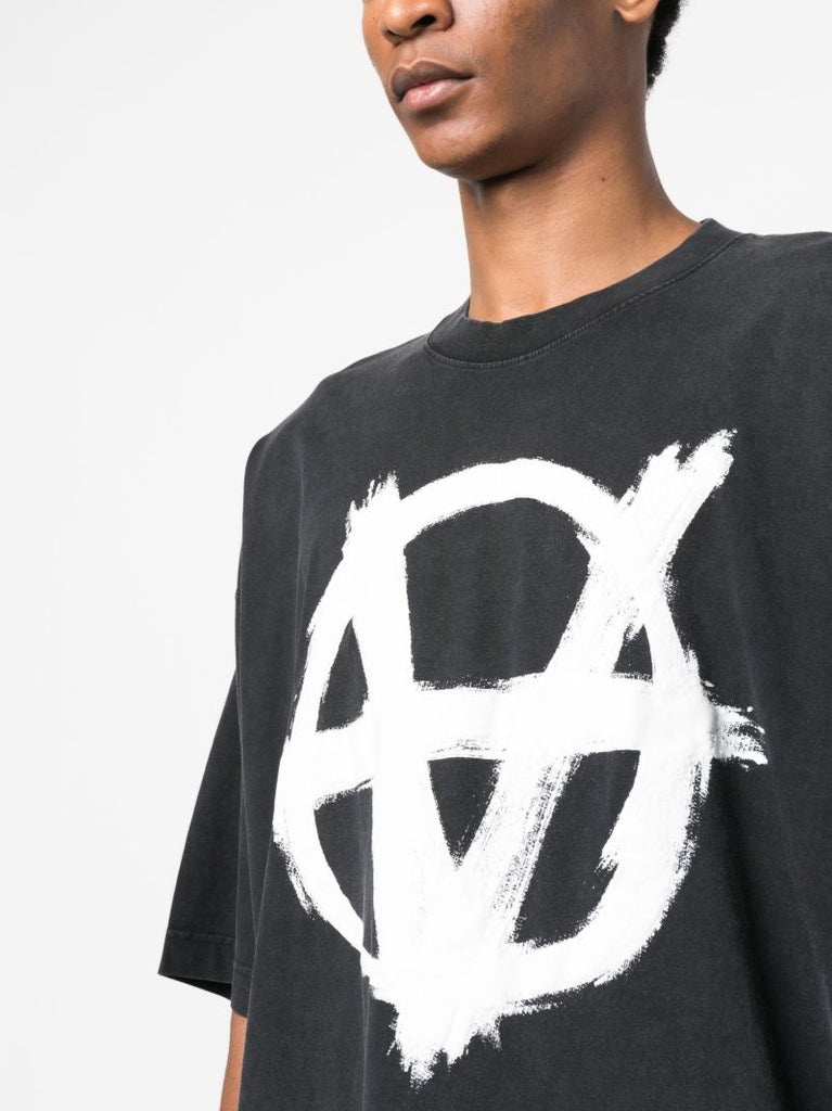 Black Reverse Anarchy Cotton T-shirt