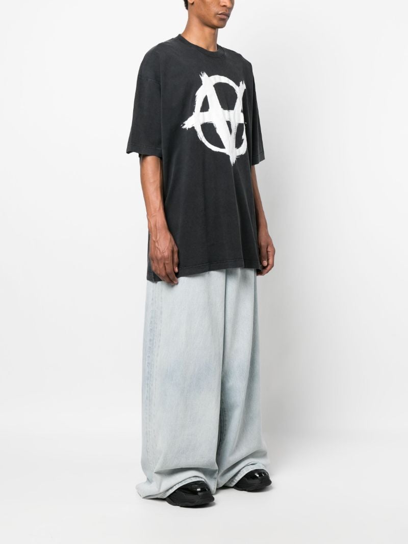 Black Reverse Anarchy Cotton T-shirt