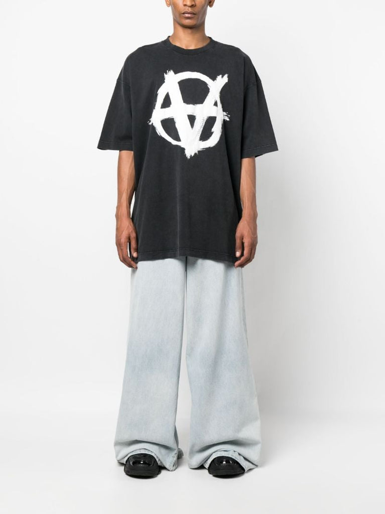 Black Reverse Anarchy Cotton T-shirt