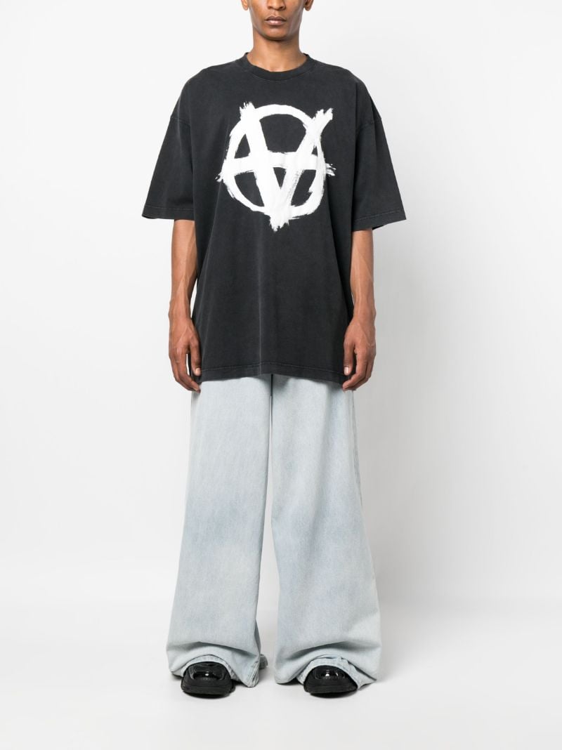 Black Reverse Anarchy Cotton T-shirt