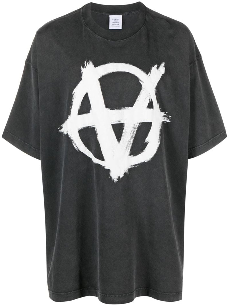 Black Reverse Anarchy Cotton T-shirt