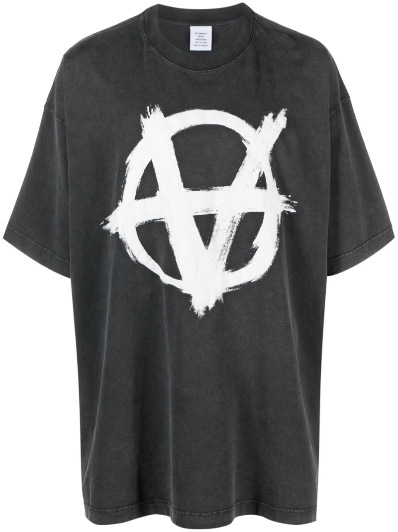 Black Reverse Anarchy Cotton T-shirt