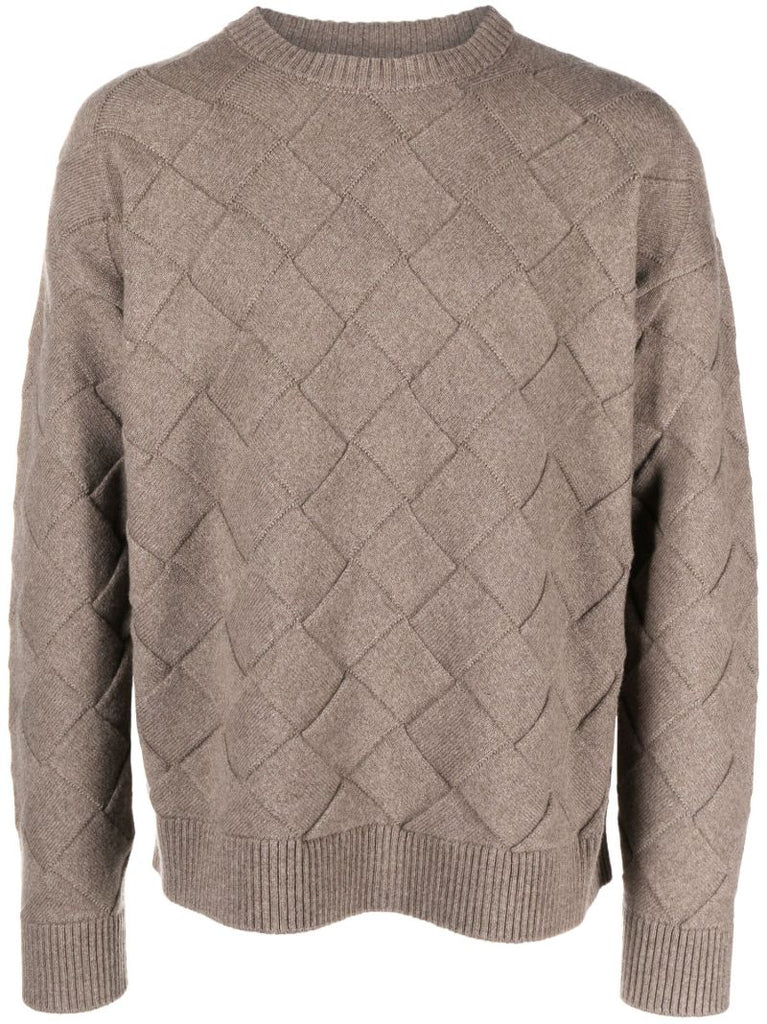 Brown Intrecciato Wool Sweater