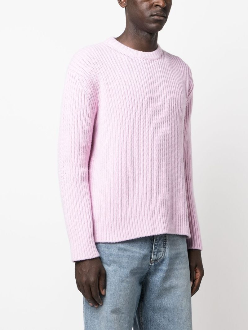 Pink Ribbed-knit Sweater