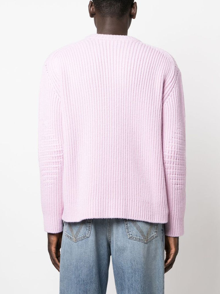 Pink Ribbed-knit Sweater
