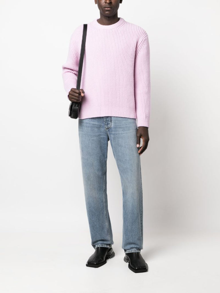 Pink Ribbed-knit Sweater