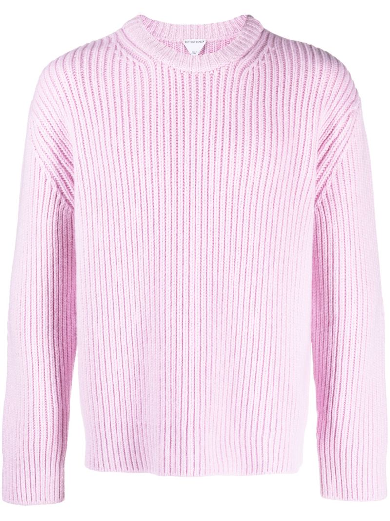 Pink Ribbed-knit Sweater