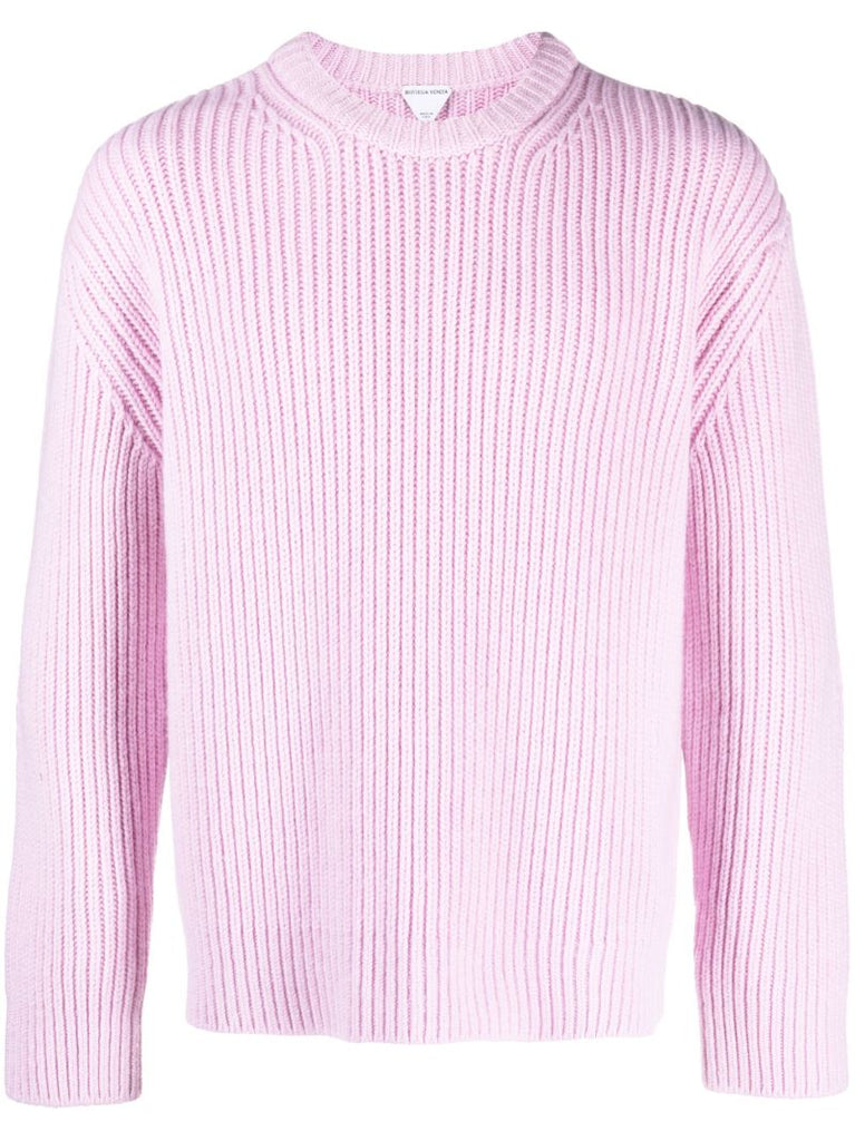 Pink Ribbed-knit Sweater