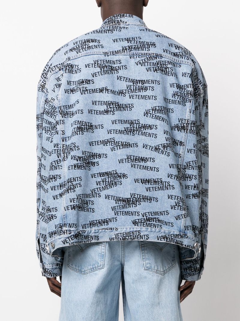 Blue Logo Print Denim Jacket