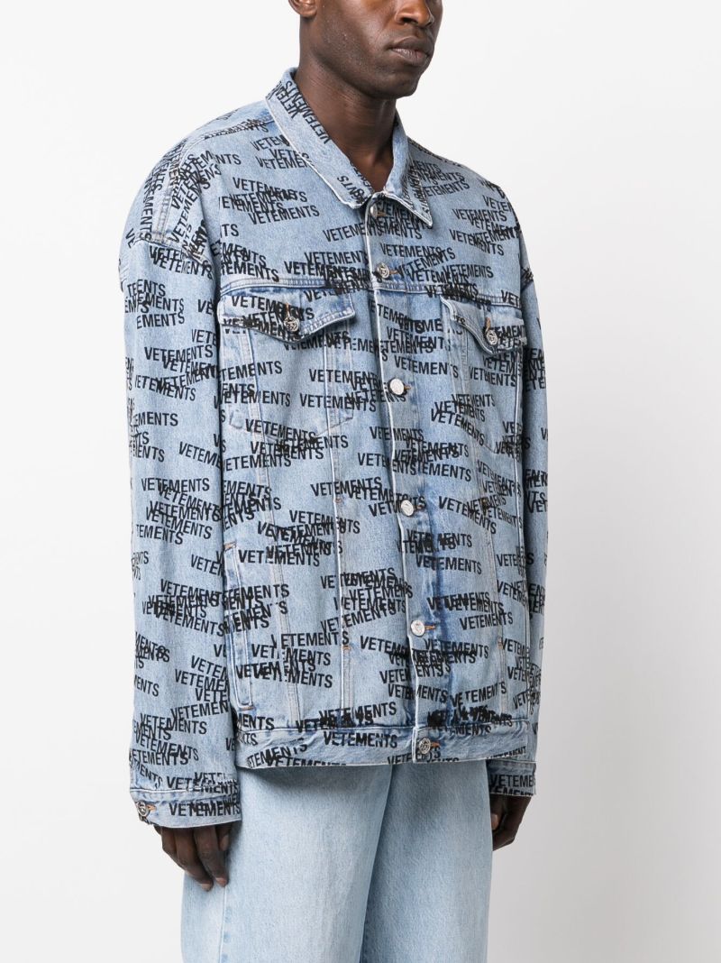 Blue Logo Print Denim Jacket