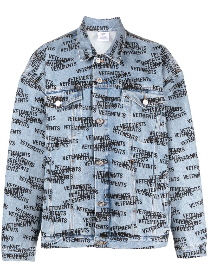 Blue Logo Print Denim Jacket