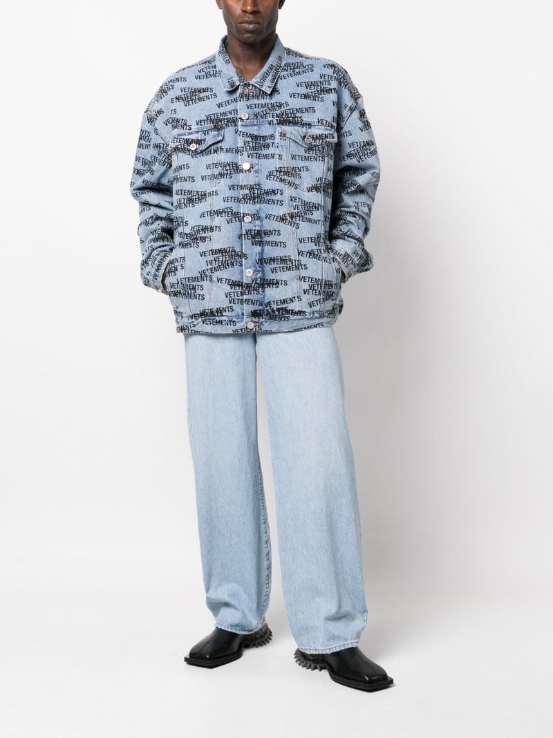 Blue Logo Print Denim Jacket